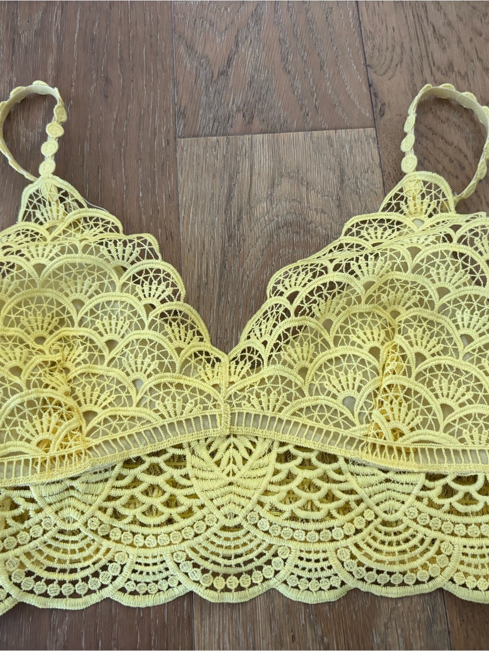 FP Intimately Yellow Lace Bralette xs